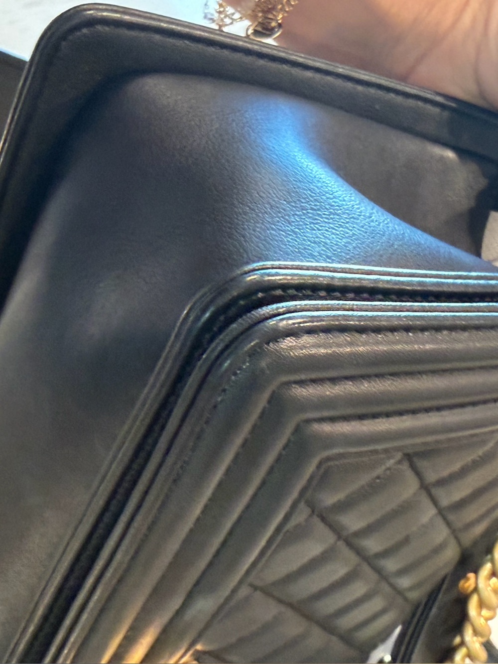 CHANEL Black Quilted Boy Crossbody with Gold Hardware Medium Size 100% authentic - Picture 10 of 14